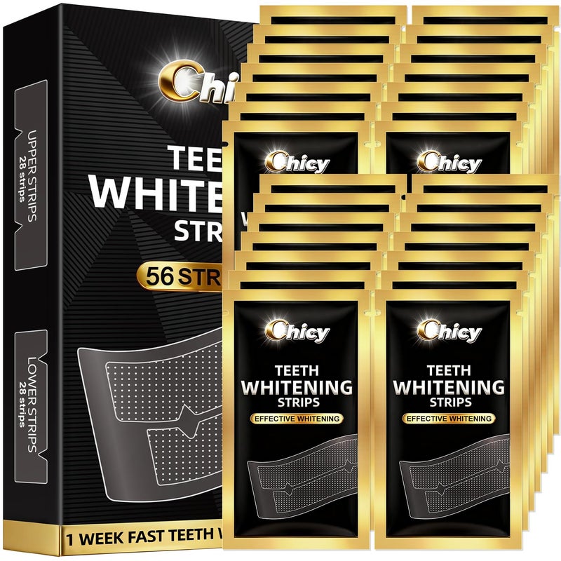 Teeth Whitening Strip for Sensitive Teeth 56 Counts, Non-Slip Strips, Effective Kit, Fast Result Remove Stains, Professional Tooth Whitening - Whitener Strips 28 Treatments